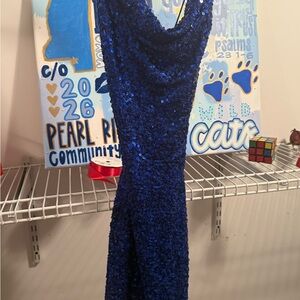 Royal Blue Sequin Evening Dress